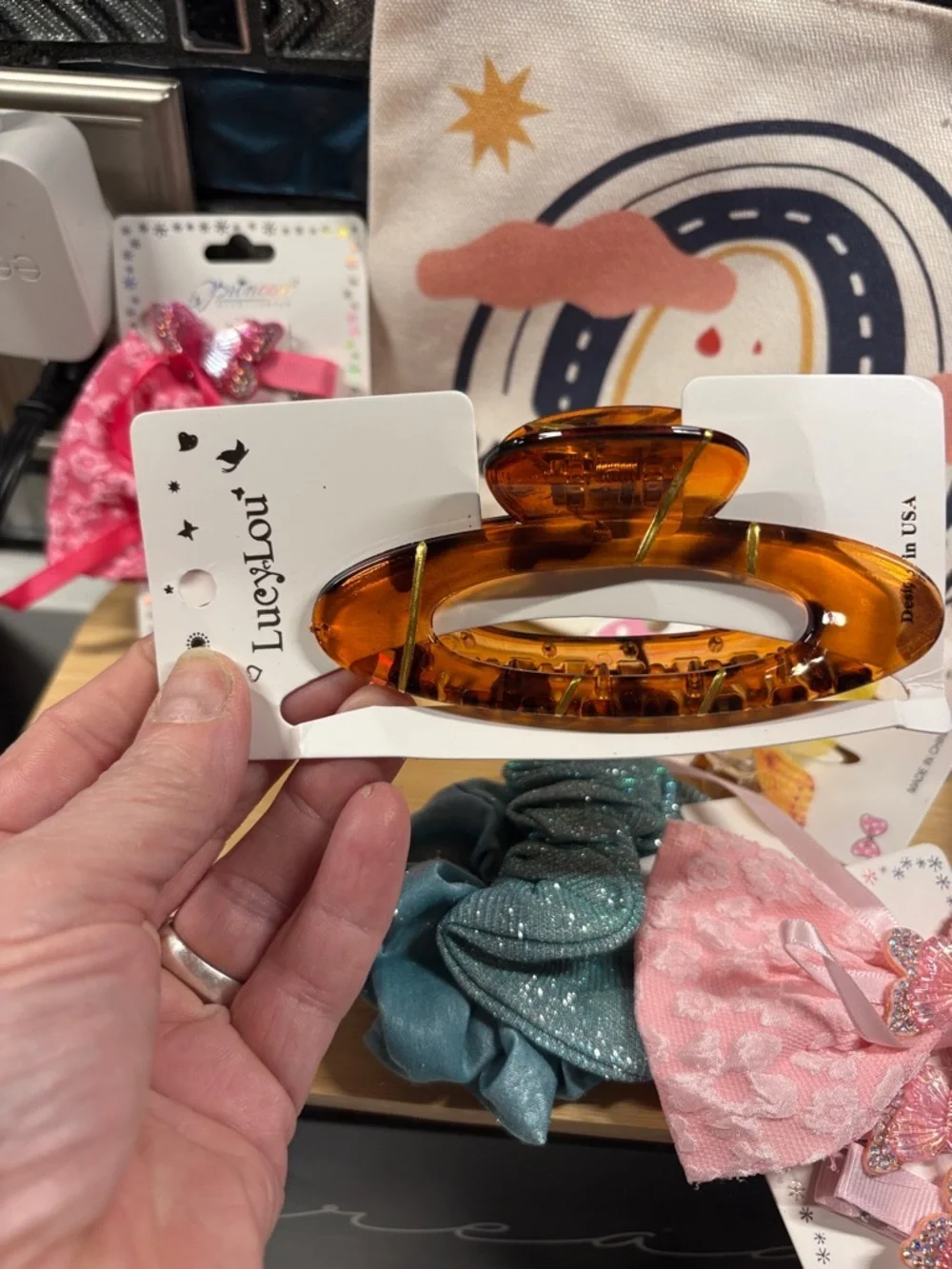 Kids Sparkle Bow Hair Clips and Accessories - Pink, Teal, Amber